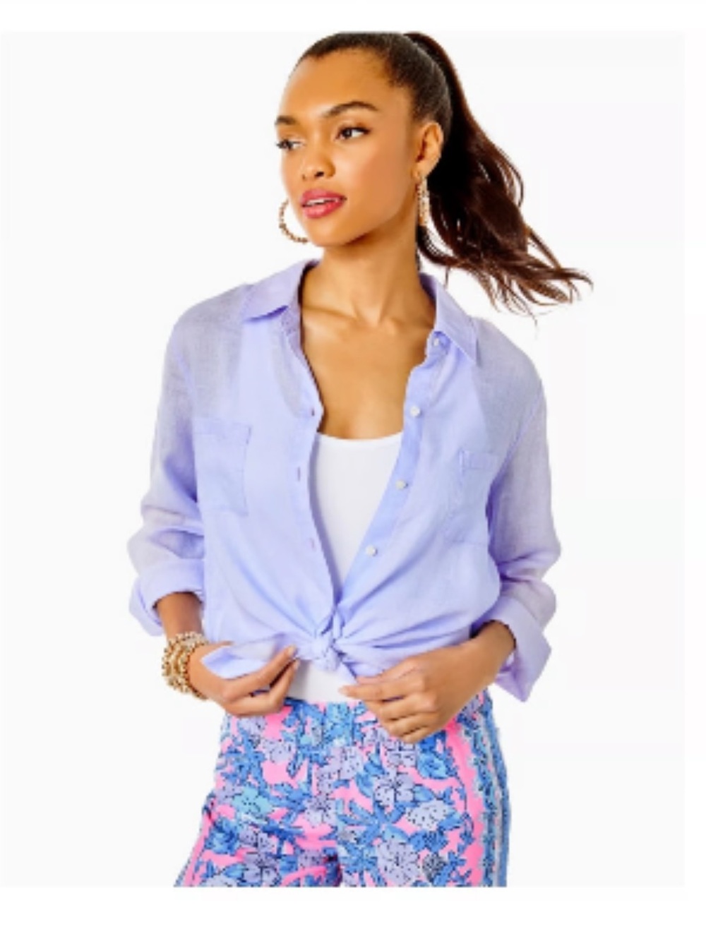 Lilly Pulitzer Lavender Linen Button-Up